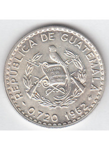 Guatemala 50 Centavos 1962 Fiore Monja Blanca argento 