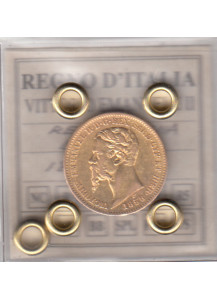 20 Lire Oro Marengo 1858 Genova  Vittorio Emanuele II Re di Sardegna 