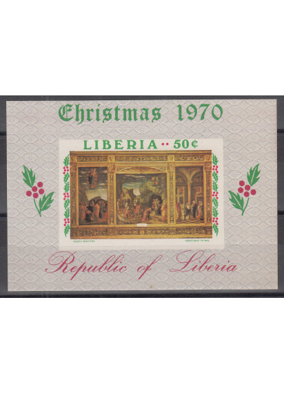 LIBERIA FOGLIETTO 1970 Natale Pitture Religiose Vergine