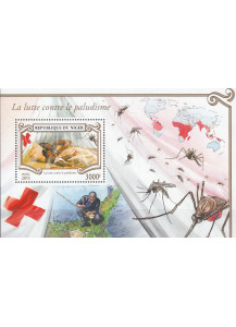 NIGER  Foglietto nuovo 2015 Croce Rossa e Contro la Malaria dentellato 1 v.