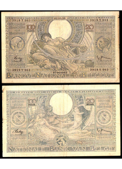 BELGIO 100 Francs 1938 Conservazione BB