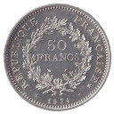 1974 - 50 Francs Argento Francia Hercule Argento Fdc