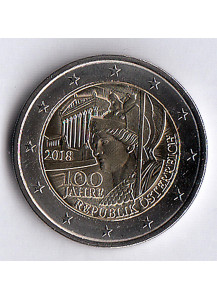2018 - 2 Euro 100º anniversario della Repubblica d'Austria Fdc
