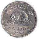 1989 - CANADA 5 cents Nickel Castoro Stupenda conservazione
