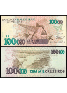BRASILE 100.000 Cruzeiros 1993 Fior di Stampa