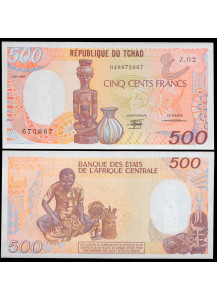 CHAD 500 Francs Figurine-Carver 1986-90 Fior di Stampa