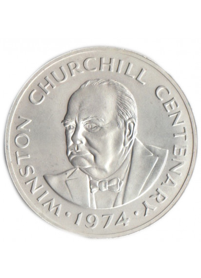 TURKS AND CAICOS 20 Crown 1974 Argento Winston Churchill Unc
