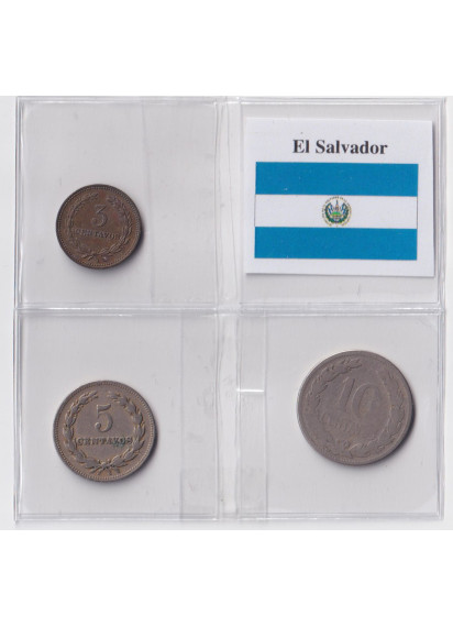EL SALVADOR set composto da  3 Centavo 5 Centavos e 10 Centavos BB+