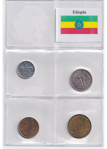 ETIOPIA 4 monete Splendide 1- 5 - 10 - 25 anni miste 