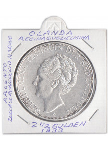 OLANDA - 2 1/2 Gulden 1933 AG Guglielmina BB