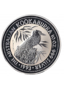 1993 - AUSTRALIA 10 Dollari d'argento 10 OZ Kookaburra Fdc