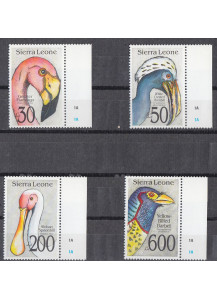 Sierra Leone 4 valori uccelli Africani nuovi serie completa 1960-75