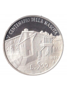 1990 - Lire 500 V Centenario della nascita di Tiziano Proof