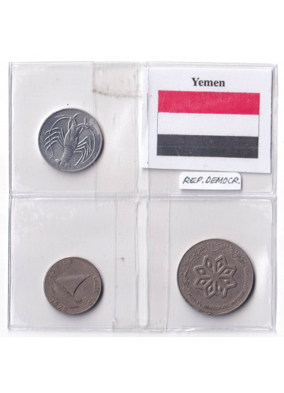 Yemen Repubblica Democratica Set 3 Monete anni misti