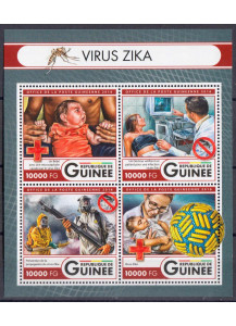 GUINEA Fogl nuovo 2016 Croce Rossa e Contro la Malaria Zika dentellato 4 v.