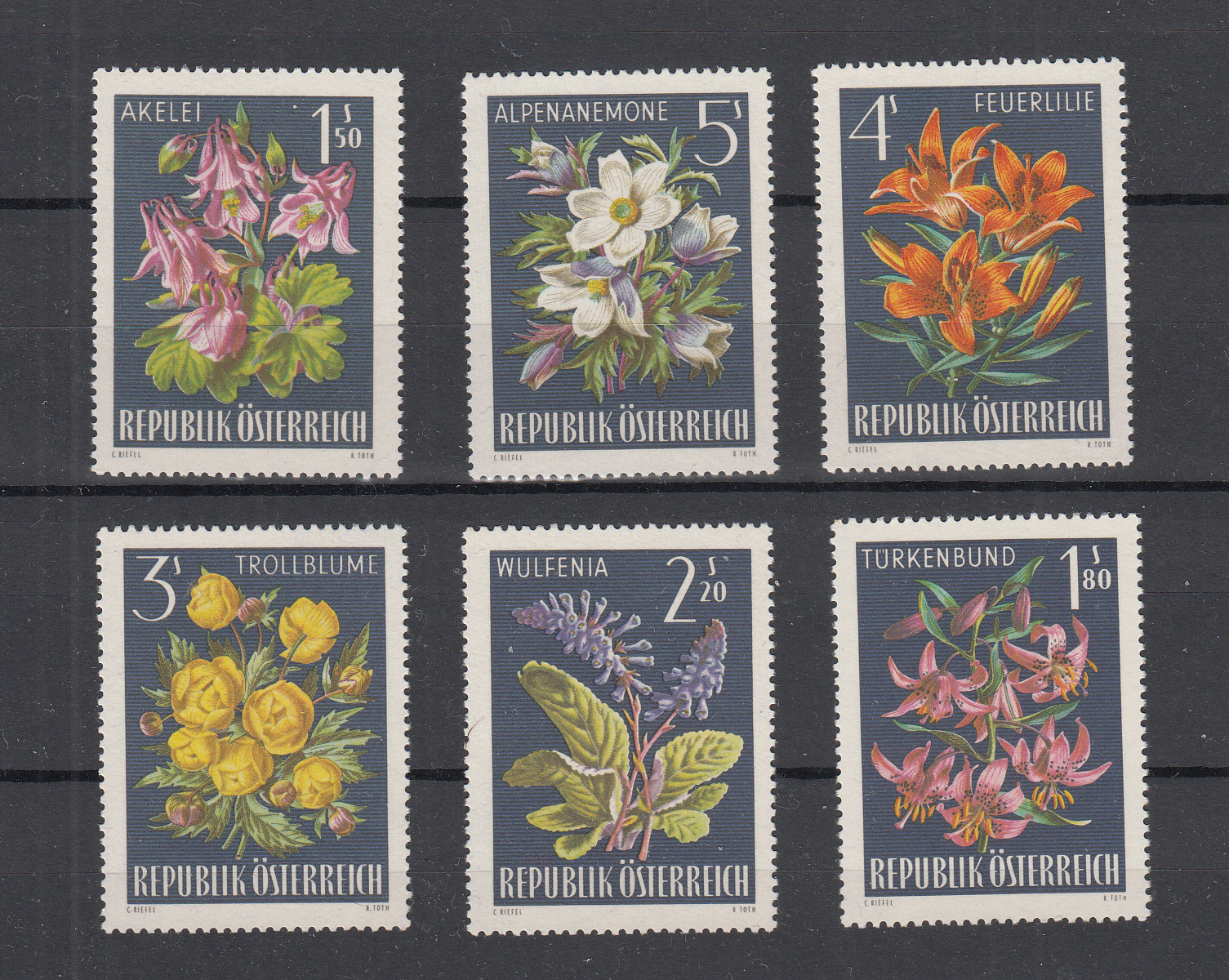 1966 AUSTRIA Fiori delle Alpi Nuova 6 val.