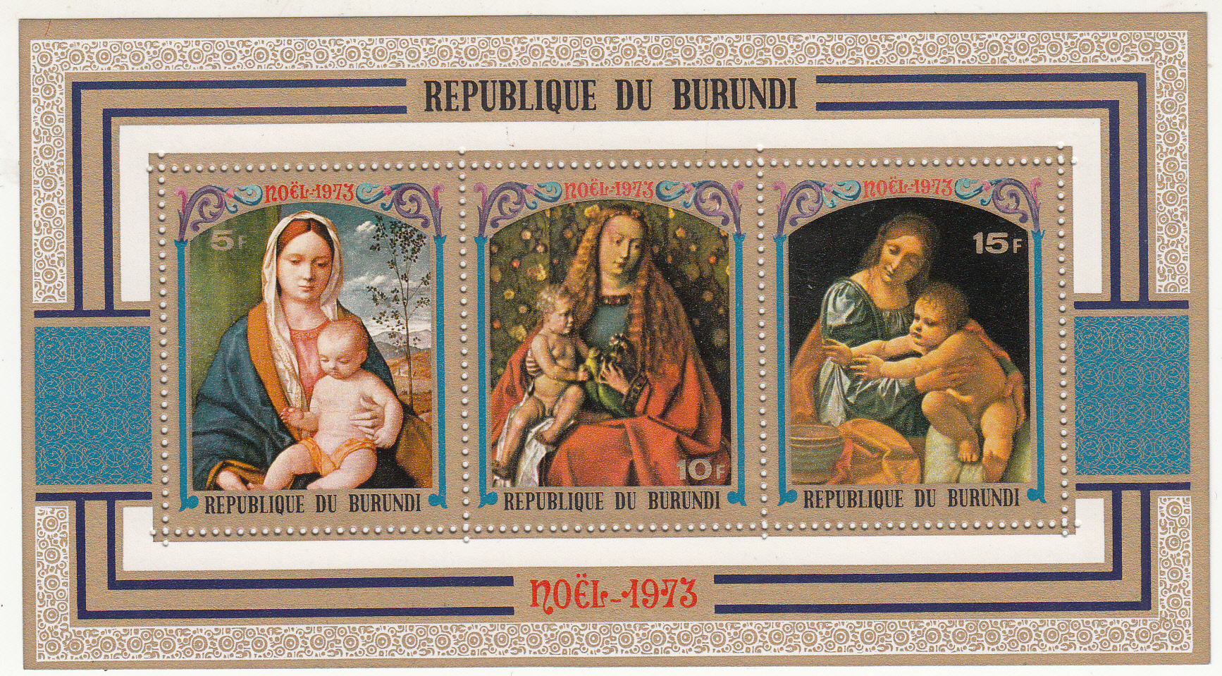 BURUNDI  BF 1973 Natale 3 Val. Pitture Religiose Vergine