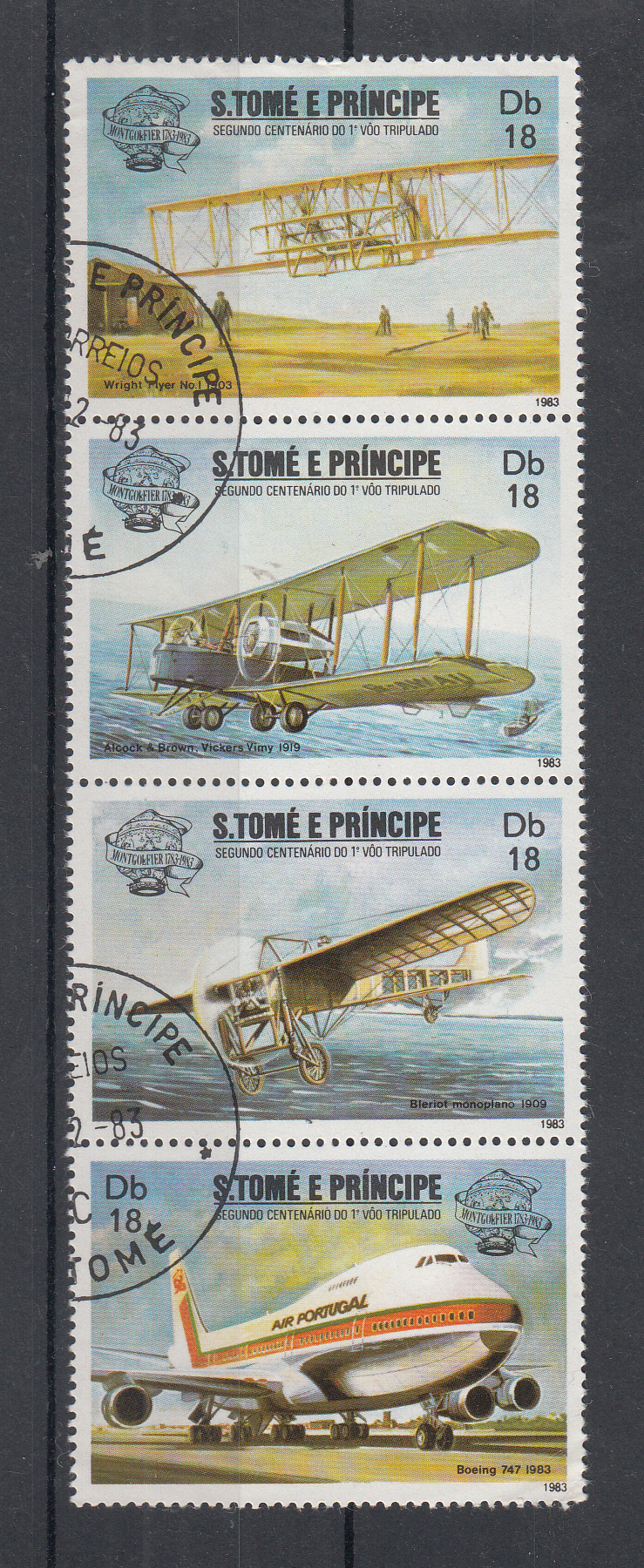 S.TOME e PRINCIPE 1983 Storia dell'AEROPLANO  4 val.