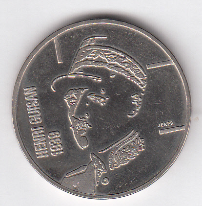 Svizzera. 5 FRANCHI Commemorativi 1989  Henri Guisan Rame-nickel