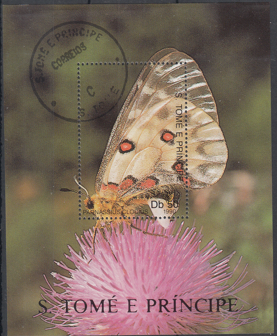 ST. TOME' e PRINCIPE 1990 Foglietto usato Farfalle
