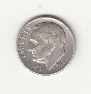 1953 - 10 Cents (Dime) Argento Dollaro Stati Uniti Roosevelt  Dime BB+