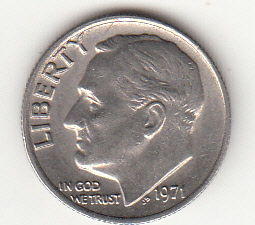 1971- 10 Cents (Dime) Rame-nickel Dollaro Stati Uniti Roosevelt  Dime FDC