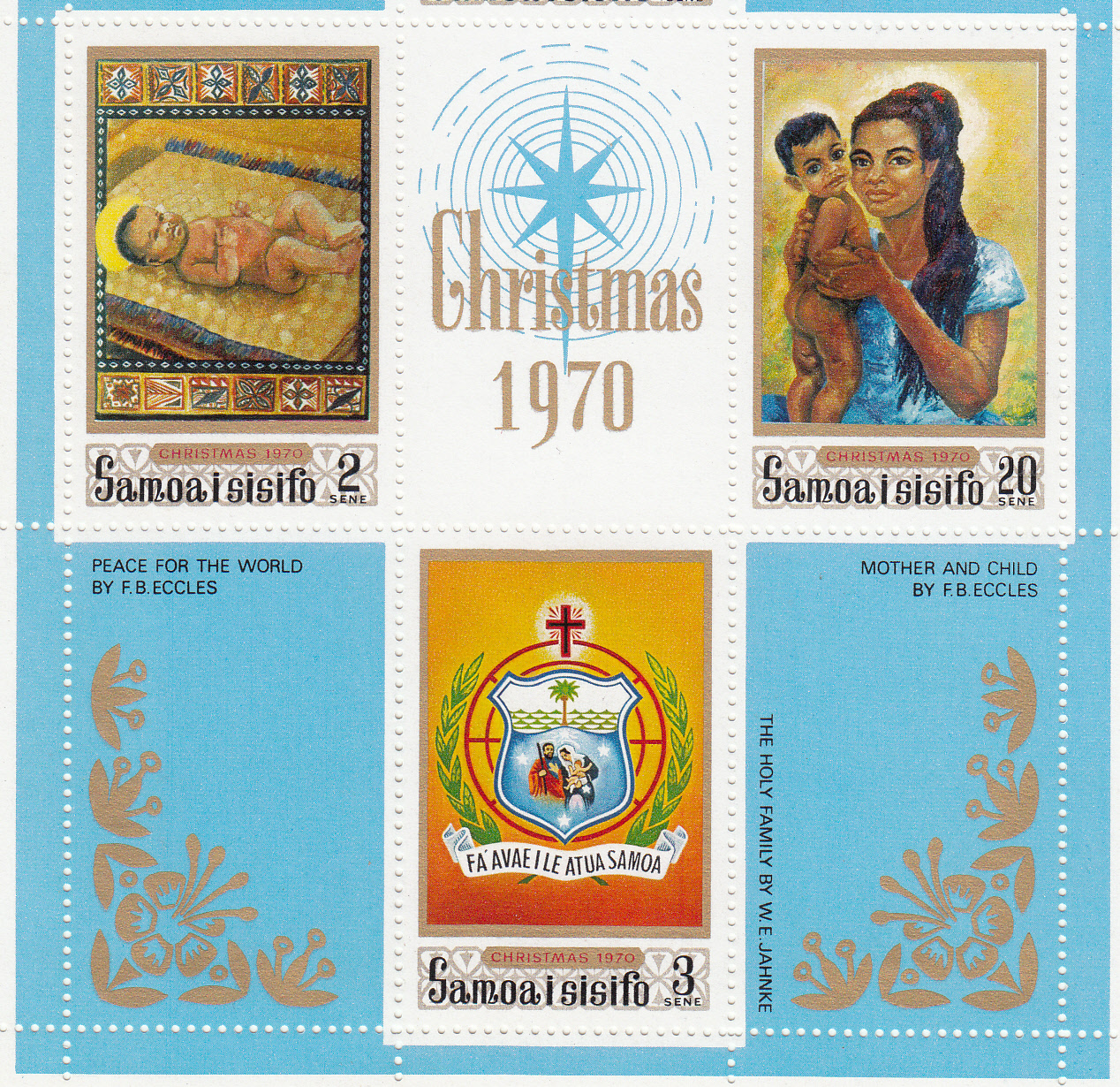 Samoa I Sisifo 1970 Natale  4 Val. Pitture Religiose Vergine