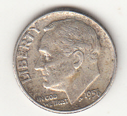 1956 - 10 Cents (Dime) Argento Dollaro Stati Uniti Roosevelt  Dime BB++