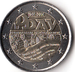 2014 - 2 Euro FRANCIA 70° D-Day Sbarco in Normandia  Fdc