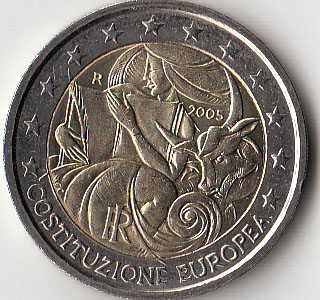 2005 - 2 Euro ITALIA 1º anniversario della firma della Costituzione europea