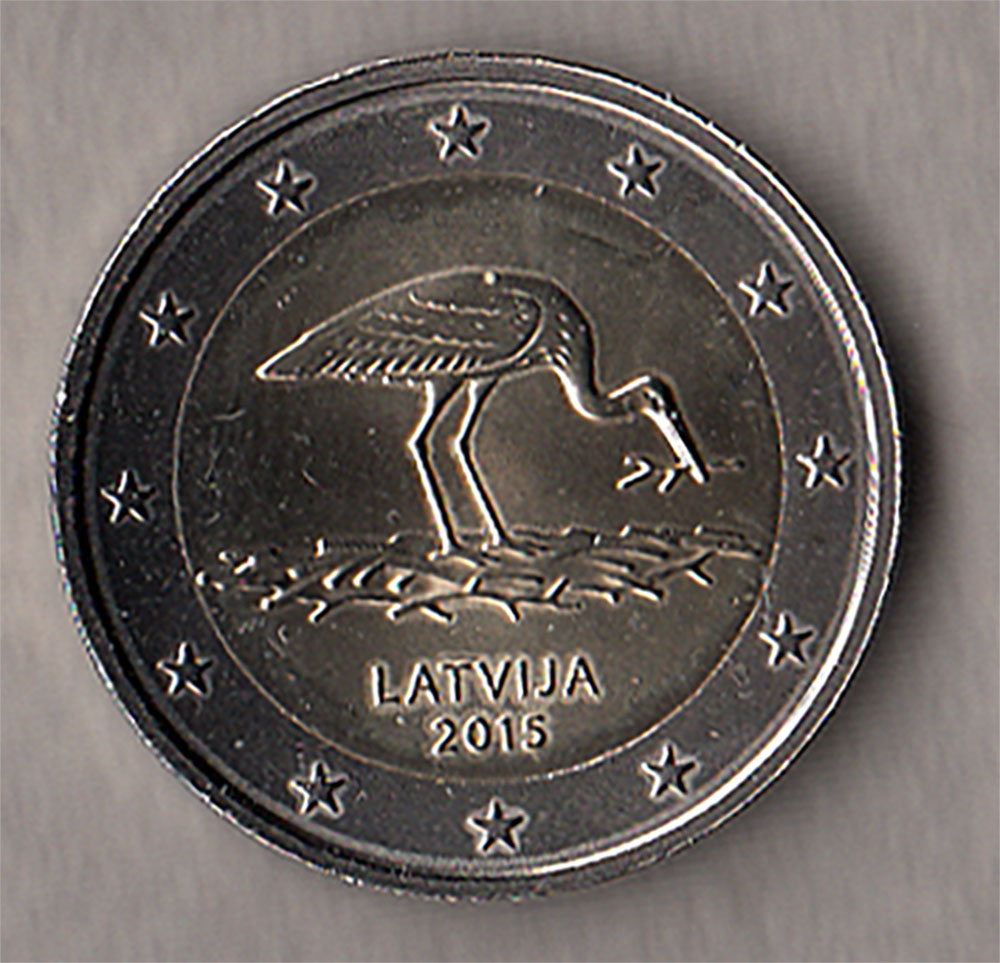 2015 - 2 Euro LETTONIA Protezione della Cicogna Nera Fdc