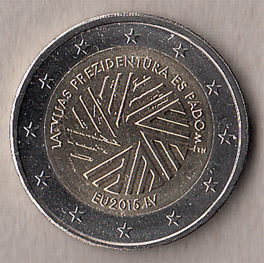 2015 - 2 Euro LETTONIA Presidenza Consiglio Europeo Fdc