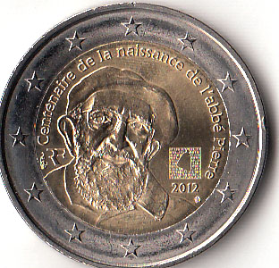 2012 - 2 Euro FRANCIA 100º anniversario della nascita di Abbé Pierre Fdc