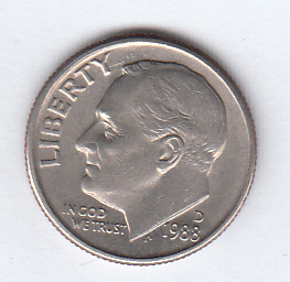 1988 - 10 Cents (Dime) Rame-nickel Dollaro Stati Uniti Roosevelt  Dime FDC