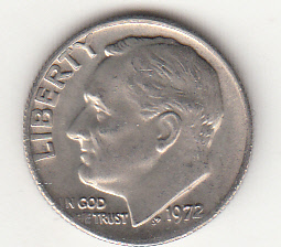 1972- 10 Cents (Dime) Rame-nickel Dollaro Stati Uniti Roosevelt  Dime FDC