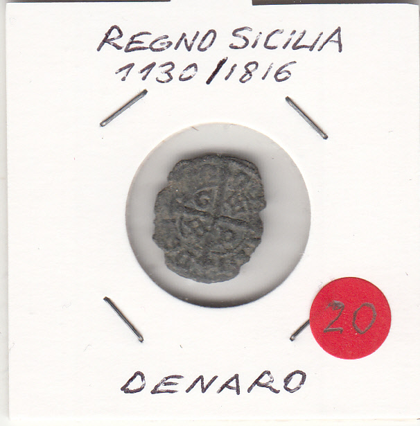 Regno di Sicilia Periodo 1130 /1816 Denaro moneta medievale Italiana