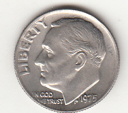 1975- 10 Cents (Dime) Rame-nickel Dollaro Stati Uniti Roosevelt  Dime FDC