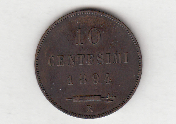 1894 10 Centesimi Rame Sigillata San Marino BB++
