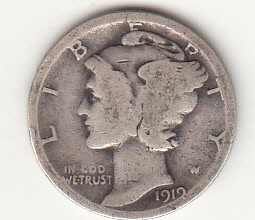 1919 - 10 Cents (Dime) Argento Dollaro Stati Uniti Mercury Dime BB+