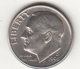 1990 - 10 Cents (Dime) Rame-nickel Dollaro Stati Uniti Roosevelt  Dime FDC