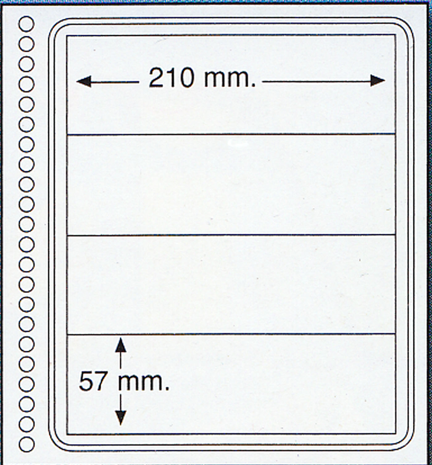 Fogli in cartoncino a 4 strisce finissima qualità 210 mm X 57 mm per ditta Marini e Abafil