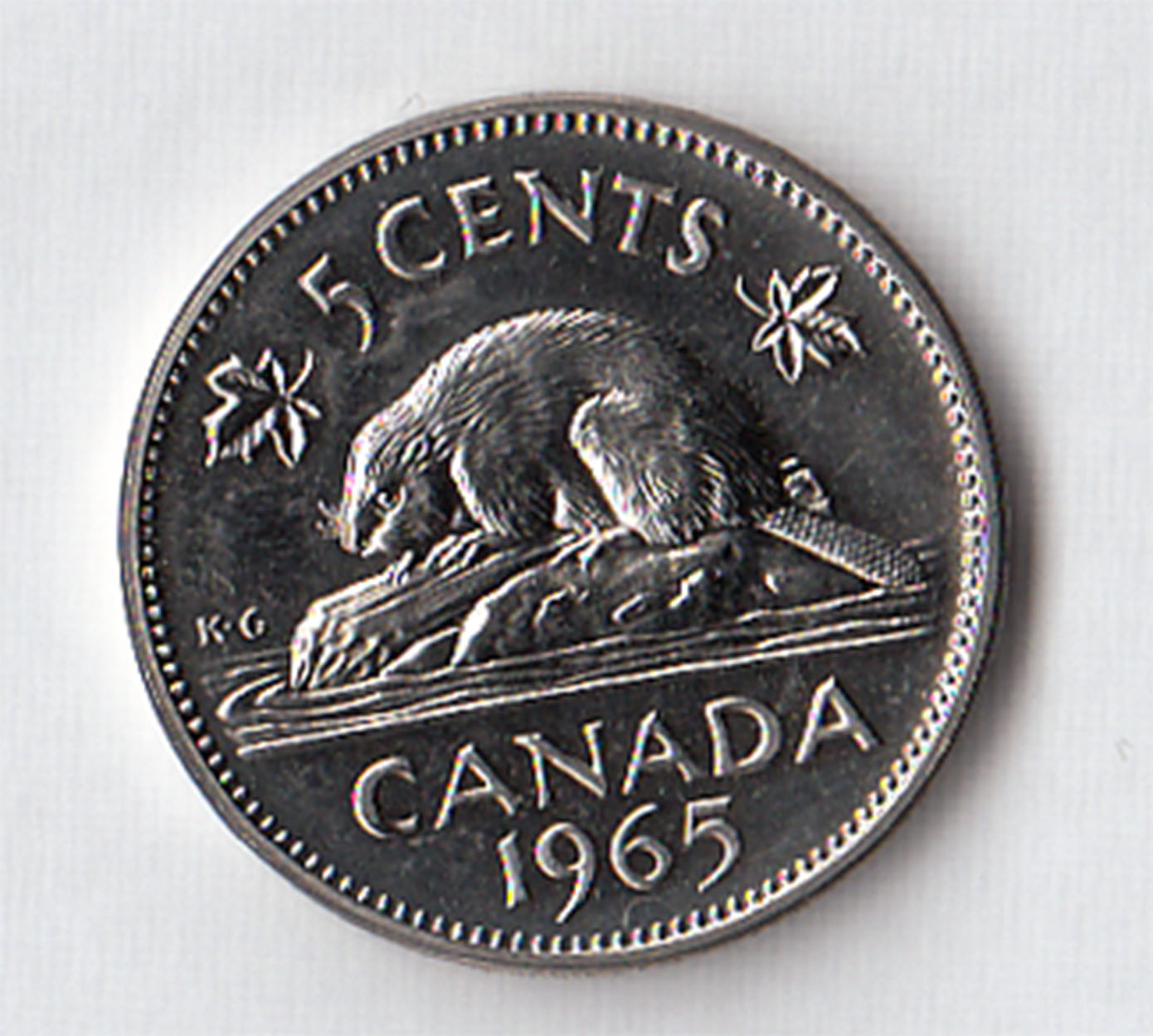 1965 - CANADA 5 Cents Nickel Castoro Q/Fdc