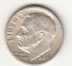 1962 - 10 Cents (Dime) Argento Dollaro Stati Uniti Roosevelt  Dime BB++