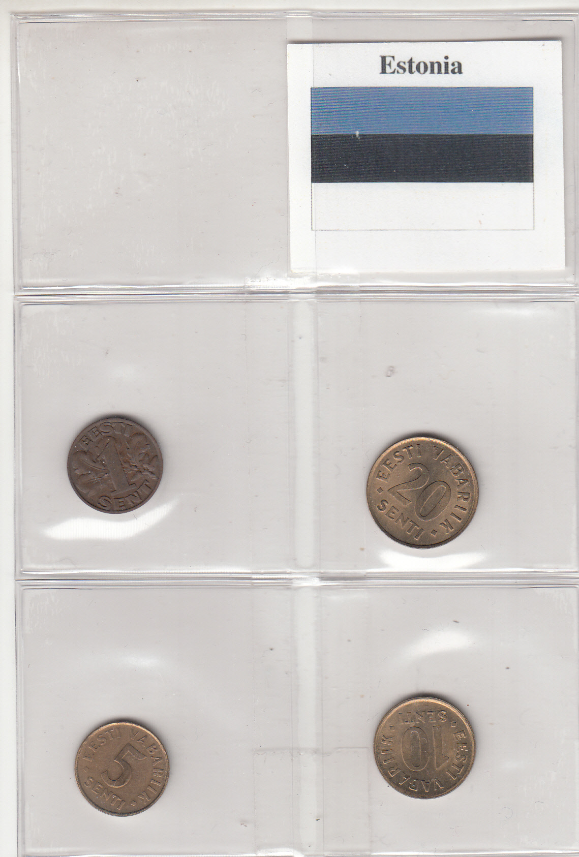 ESTONIA set monete circolate da 1 -  5 - 10 - 20 Senti -Anni Vari