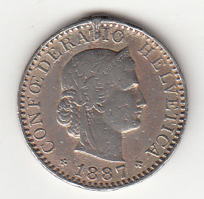 SVIZZERA 20 Rappen 1887 BB+