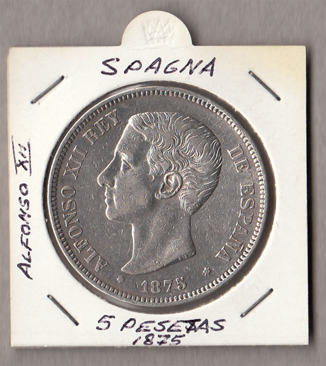 1875 - SPAGNA 5 Pesetas Ag Alfonso XII