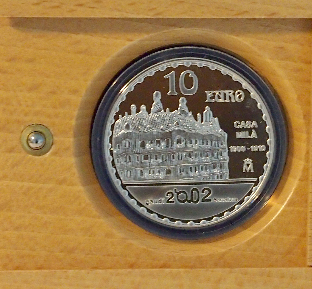 2002 - Spagna 10 Euro Argento fondo specchio Proof Casa Milà Gaudì