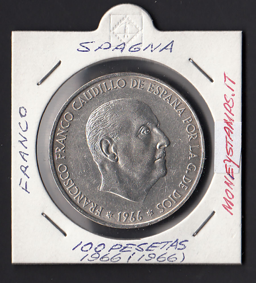 1966 - Spagna 100 Pesetas Argento Franco Caudillo