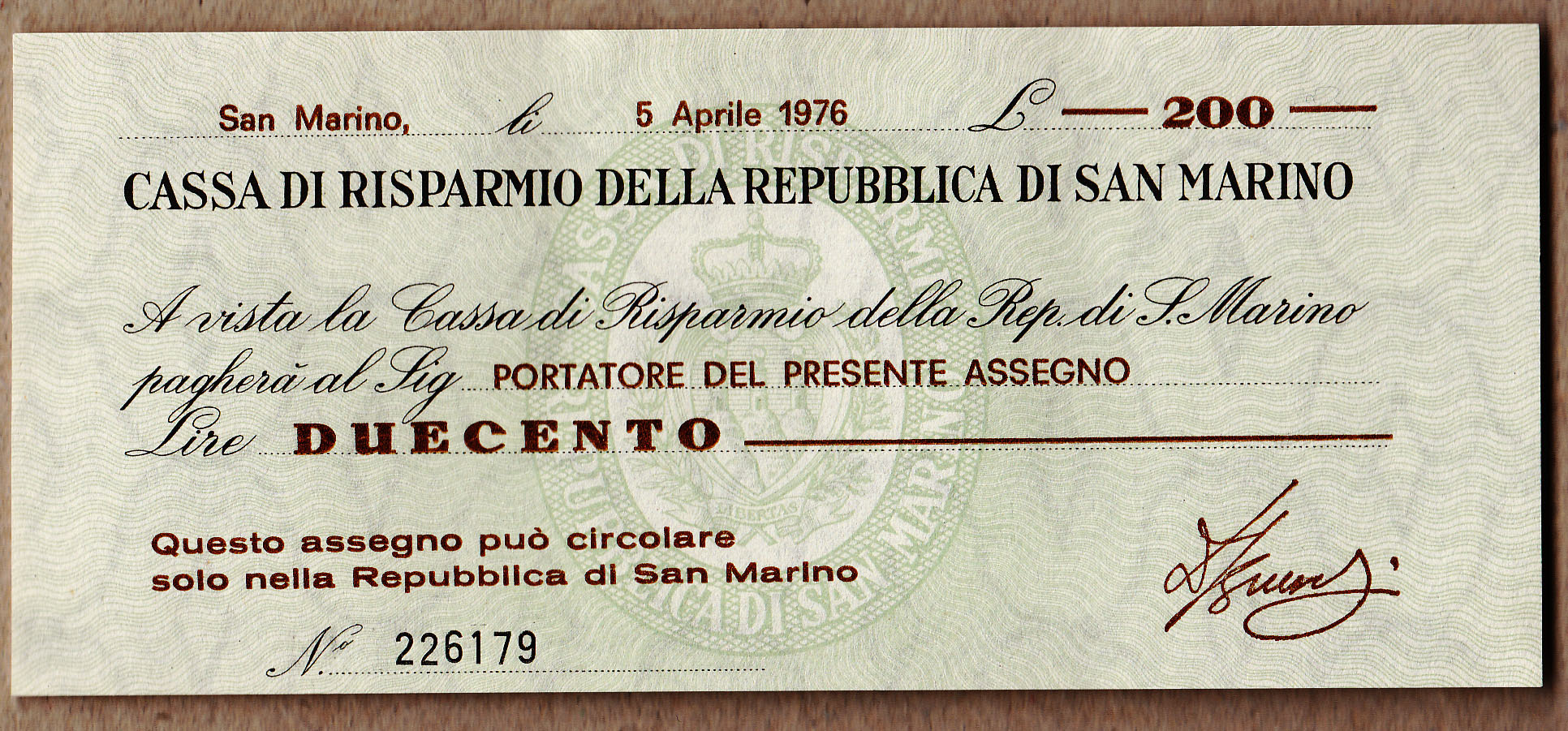 Lire 200 Banconota 5 Aprile 1976 Fior Di Stampa