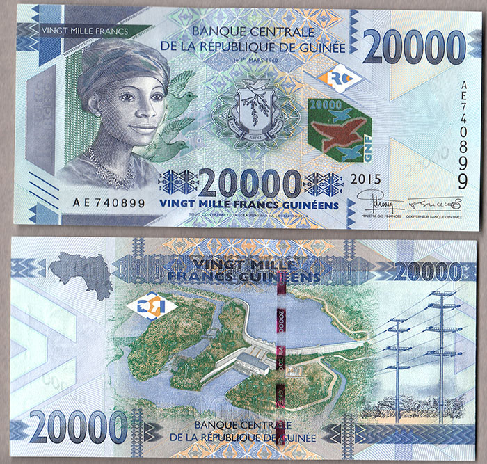 GUINEA 20.000 Francs 2015 Fior di Stampa